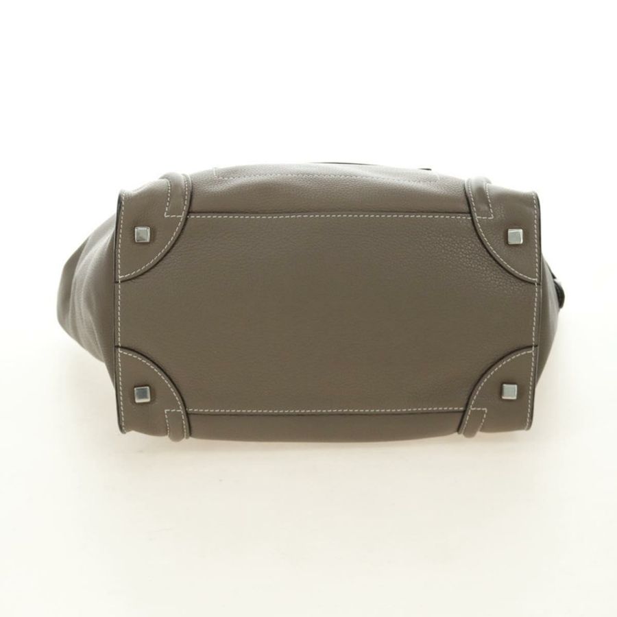 【日本直送】CELINE Luggage Mini Shopper 手提包 皮革 灰色 銀色 正品 yk20501SAM-4