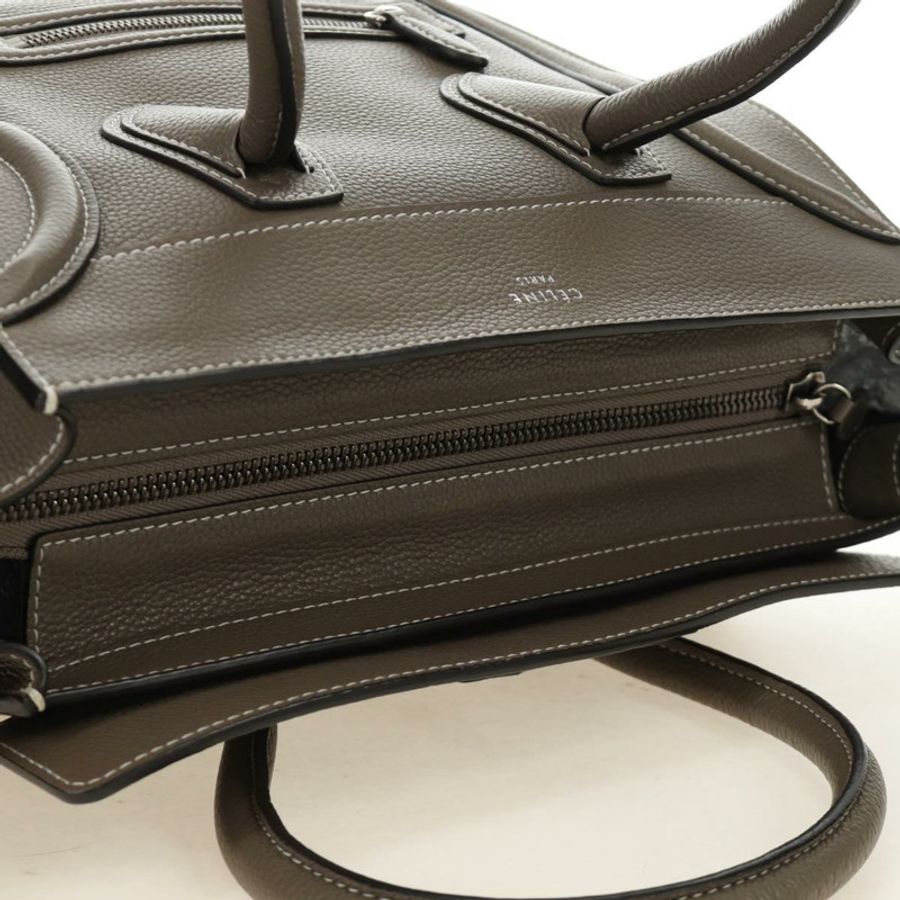 【日本直送】CELINE Luggage Mini Shopper 手提包 皮革 灰色 銀色 正品 yk20501SAM-5