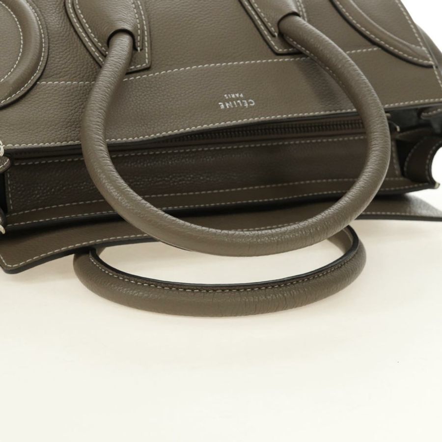 【日本直送】CELINE Luggage Mini Shopper 手提包 皮革 灰色 銀色 正品 yk20501SAM-6