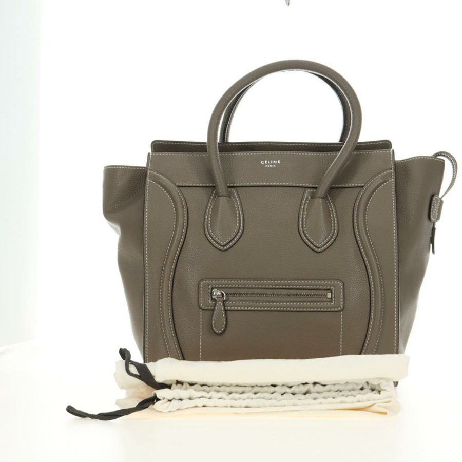 【日本直送】CELINE Luggage Mini Shopper 手提包 皮革 灰色 銀色 正品 yk20501SAM-11