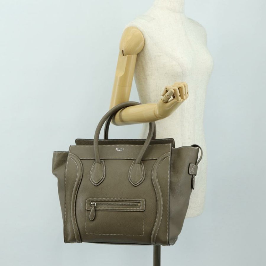 【日本直送】CELINE Luggage Mini Shopper 手提包 皮革 灰色 銀色 正品 yk20501SAM-26