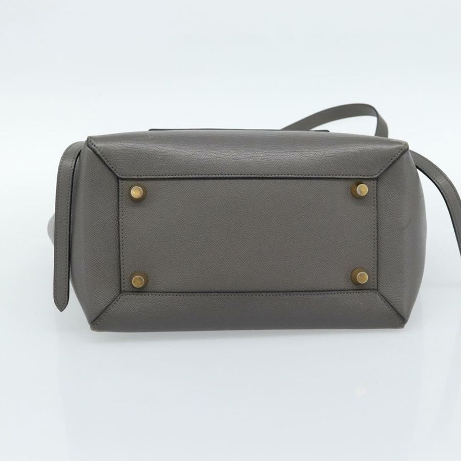 【日本直送】CELINE Micro Belt 手提包 皮革 2way 灰色金色 Auth ka4768V-4