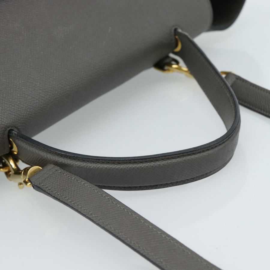 【日本直送】CELINE Micro Belt 手提包 皮革 2way 灰色金色 Auth ka4768V-6