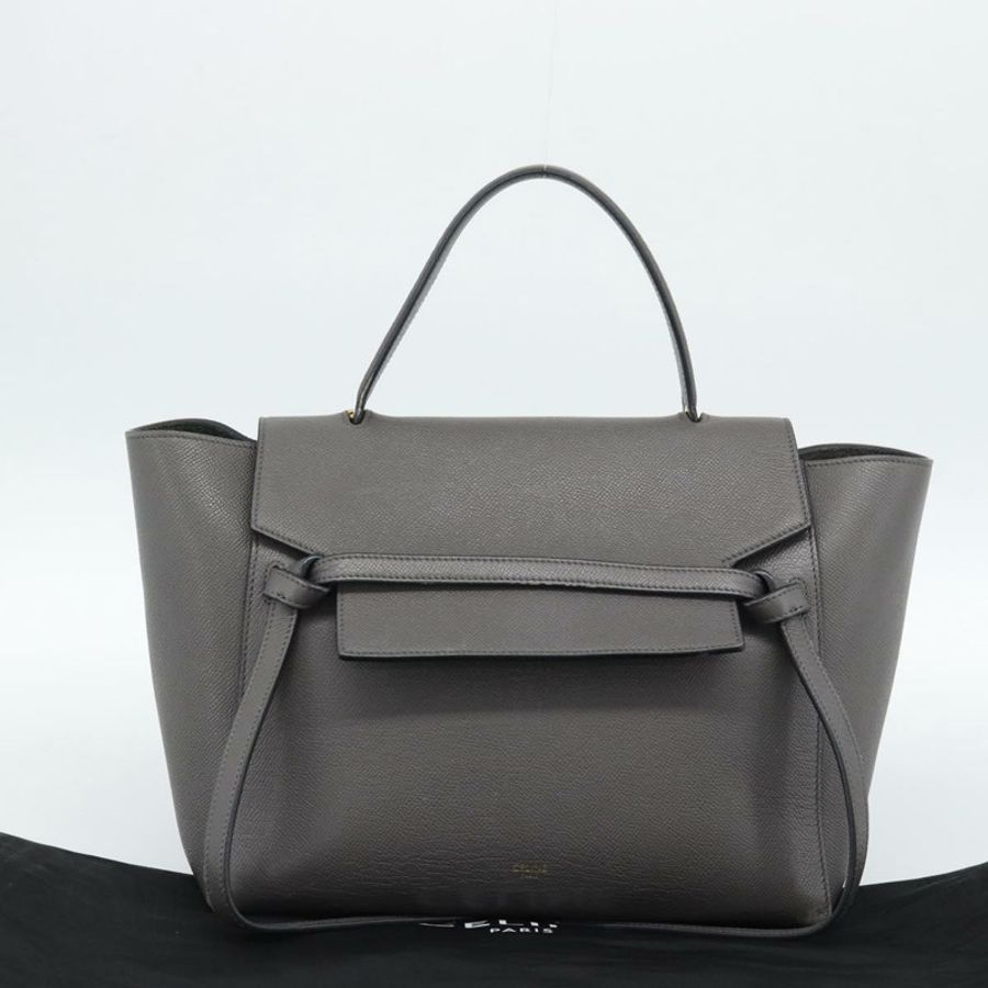 【日本直送】CELINE Micro Belt 手提包 皮革 2way 灰色金色 Auth ka4768V-11