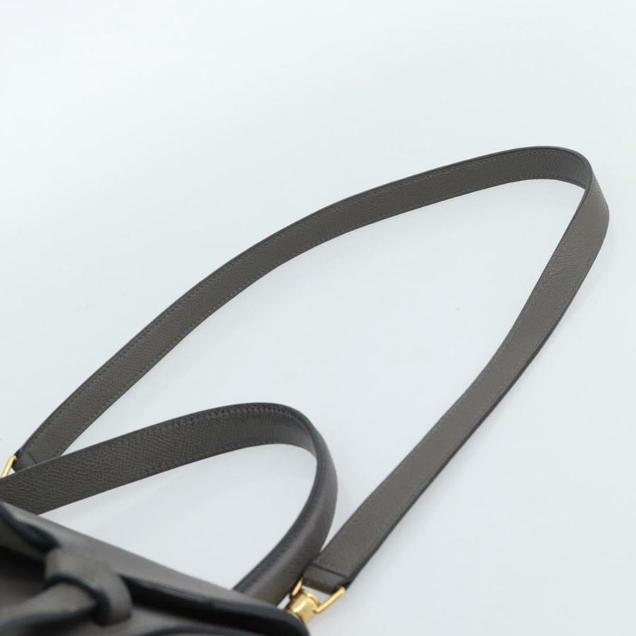 【日本直送】CELINE Micro Belt 手提包 皮革 2way 灰色金色 Auth ka4768V-14