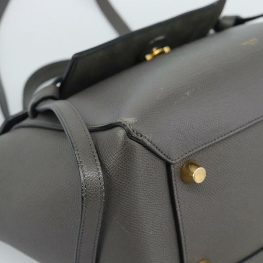 【日本直送】CELINE Micro Belt 手提包 皮革 2way 灰色金色 Auth ka4768V-15