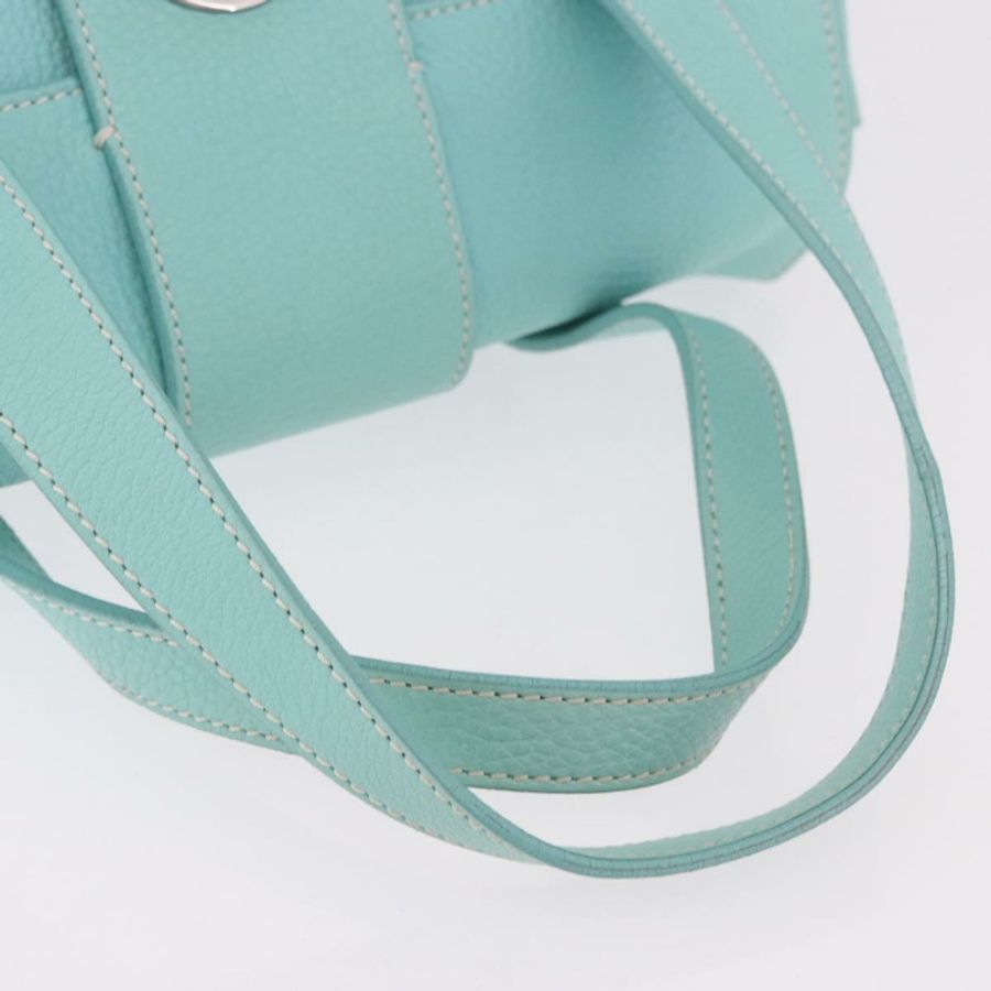 【日本直送】蒂芬妮 (TIFFANY&Co.) 手提包,皮革材質,藍綠色,銀色,正品,ka4872A-6