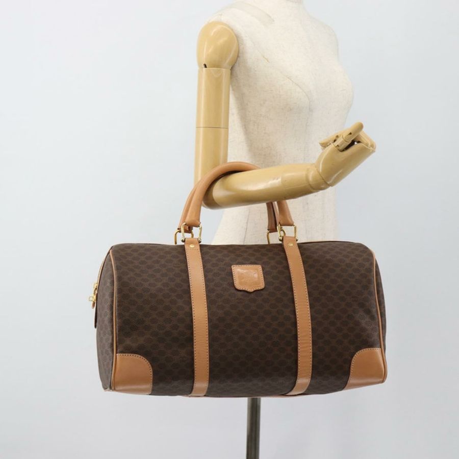 【日本直送】CELINE Macadam帆布波士頓包 PVC皮革 棕色 金色 正品 ka4876A-22