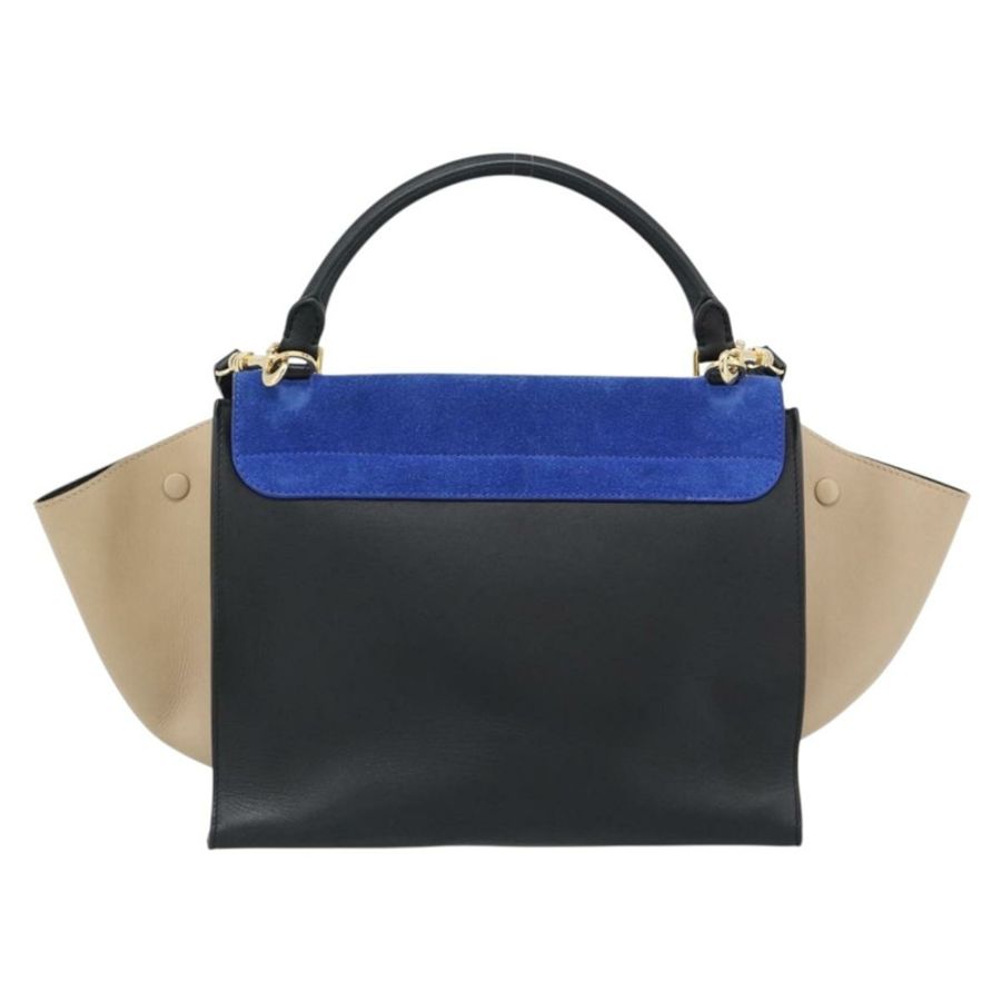 【日本直送】CELINE Trapeze 手提包 皮革 2way 藍色金色 Auth ka4960V-1