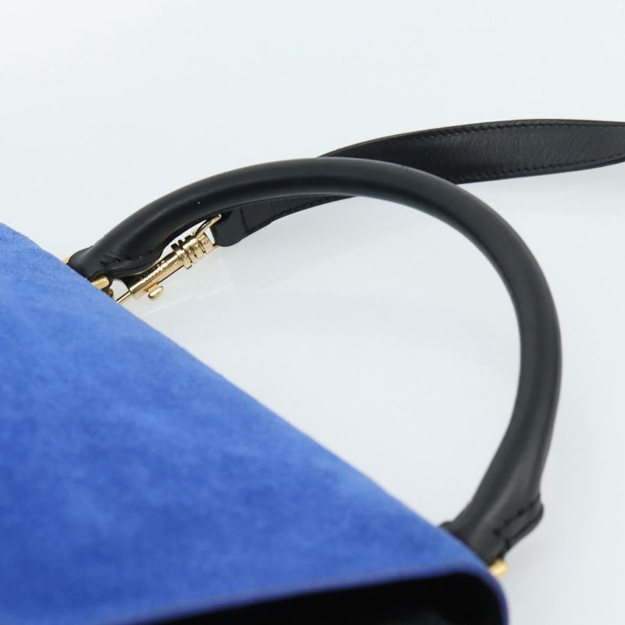 【日本直送】CELINE Trapeze 手提包 皮革 2way 藍色金色 Auth ka4960V-13