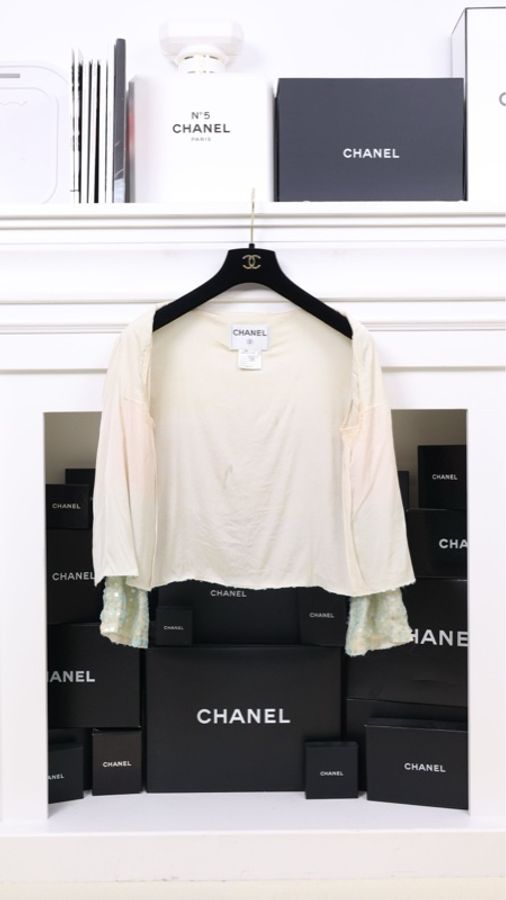 Chanel 00年彩色亮片背心套装外套两件套-4
