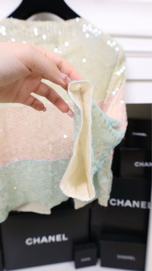 Chanel 00年彩色亮片背心套装外套两件套-22