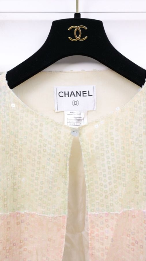 Chanel 00年彩色亮片背心套装外套两件套-30