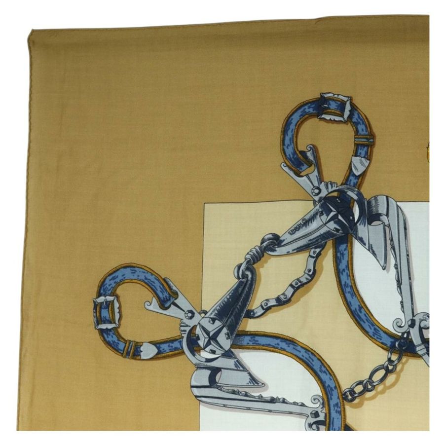 【日本直送】愛馬仕 Carre 140 絲巾「LINSTRVCTON DU ROY」羊絨棕色正品 hk3924V-1