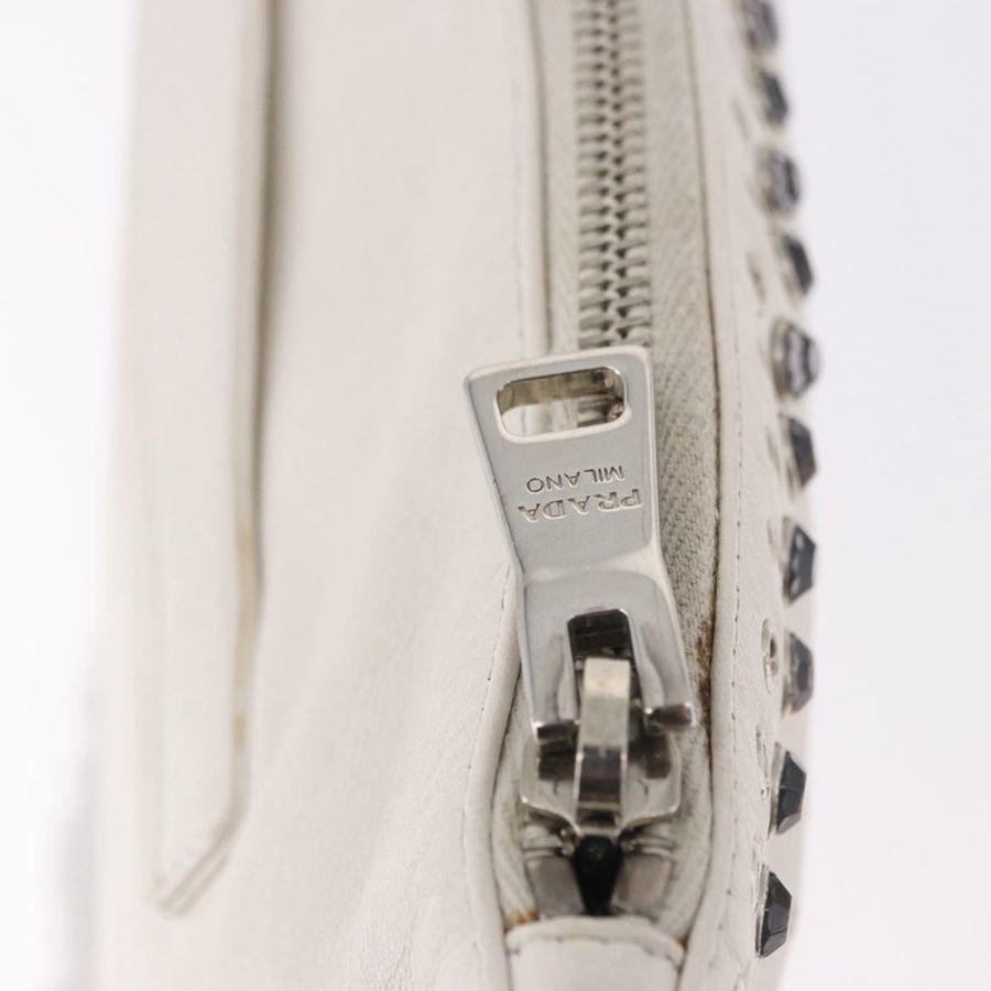 【日本直送】PRADA 白色銀色真皮手拿包 正品 BA13824V-9