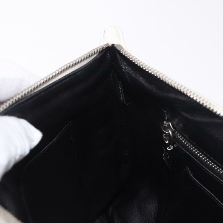 【日本直送】PRADA 白色銀色真皮手拿包 正品 BA13824V-19