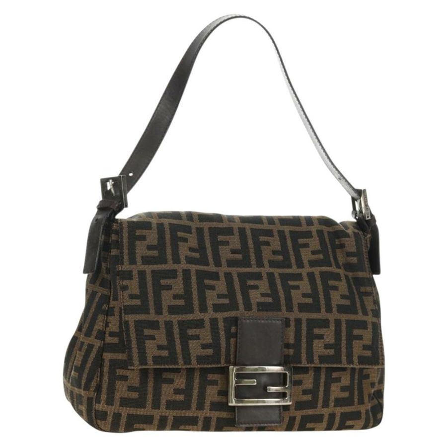 【日本直送】FENDI Zucca帆布Mamma Baguette單肩包 棕色/黑色 正品 BA13813V-0