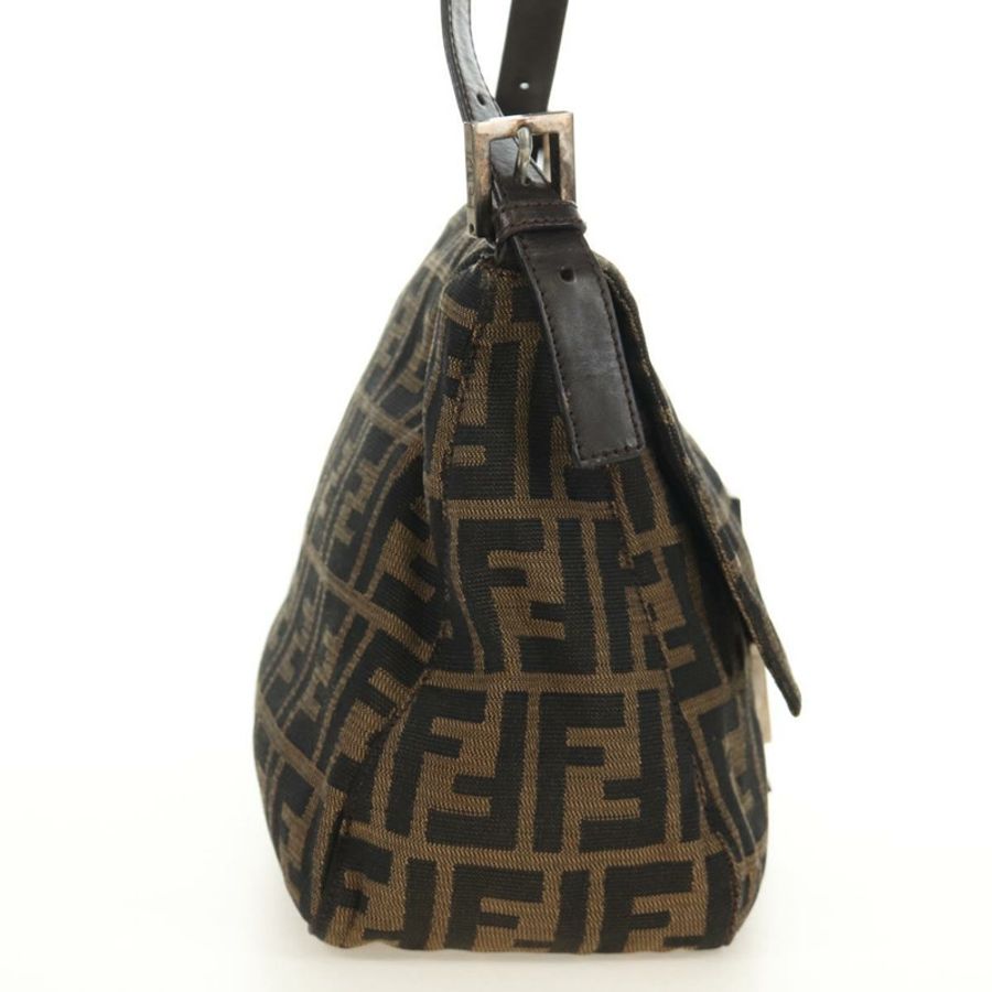 【日本直送】FENDI Zucca帆布Mamma Baguette單肩包 棕色/黑色 正品 BA13813V-3