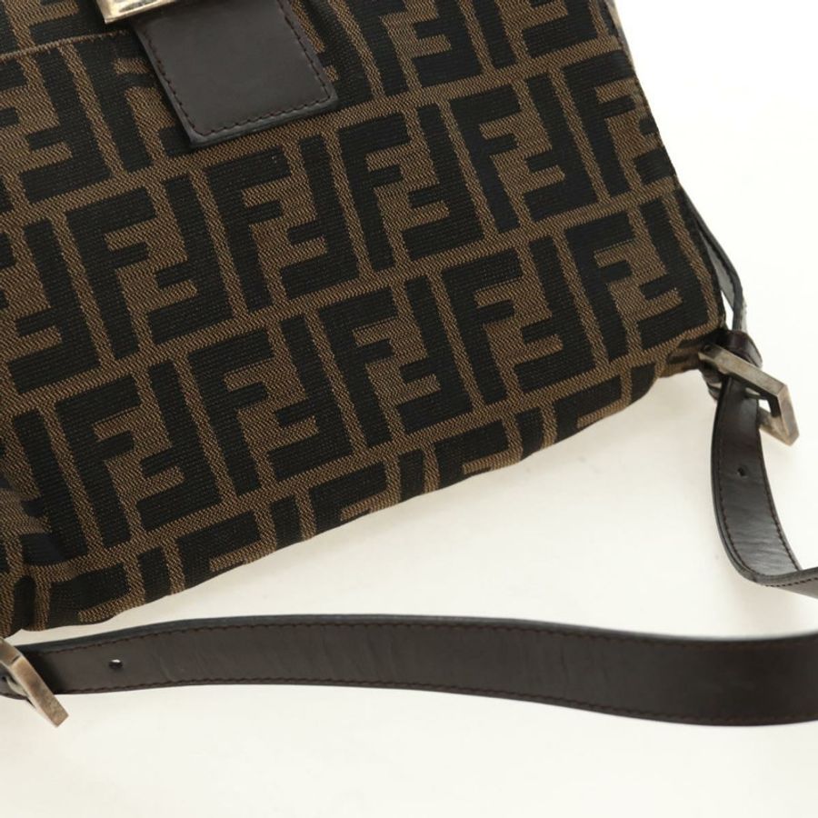 【日本直送】FENDI Zucca帆布Mamma Baguette單肩包 棕色/黑色 正品 BA13813V-5