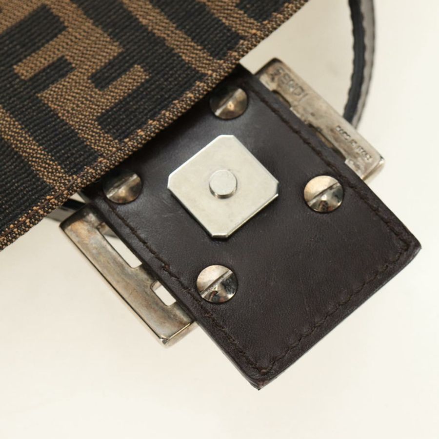 【日本直送】FENDI Zucca帆布Mamma Baguette單肩包 棕色/黑色 正品 BA13813V-8