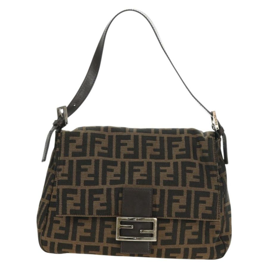【日本直送】FENDI Zucca帆布Mamma Baguette單肩包 棕色/黑色 正品 BA13813V-12
