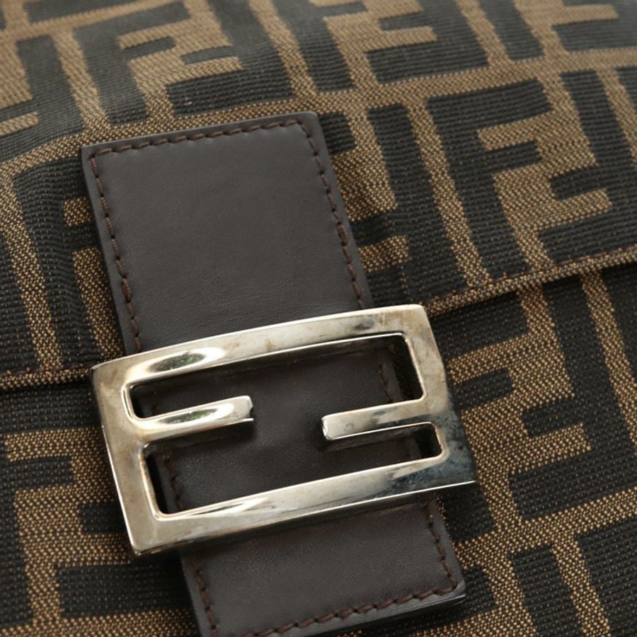 【日本直送】FENDI Zucca帆布Mamma Baguette單肩包 棕色/黑色 正品 BA13813V-18