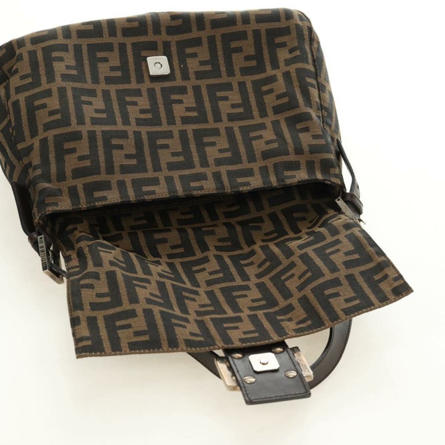 【日本直送】FENDI Zucca帆布Mamma Baguette單肩包 棕色/黑色 正品 BA13813V-19