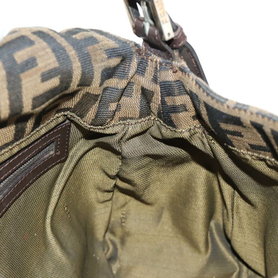 【日本直送】FENDI Zucca帆布Mamma Baguette單肩包 棕色/黑色 正品 BA13813V-21