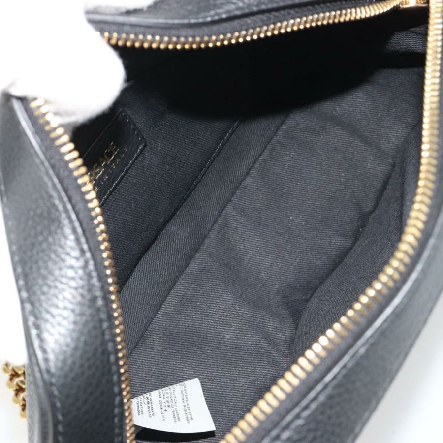 【日本直送】范思哲黑色金色皮革單肩包,正品 BA13799V-10