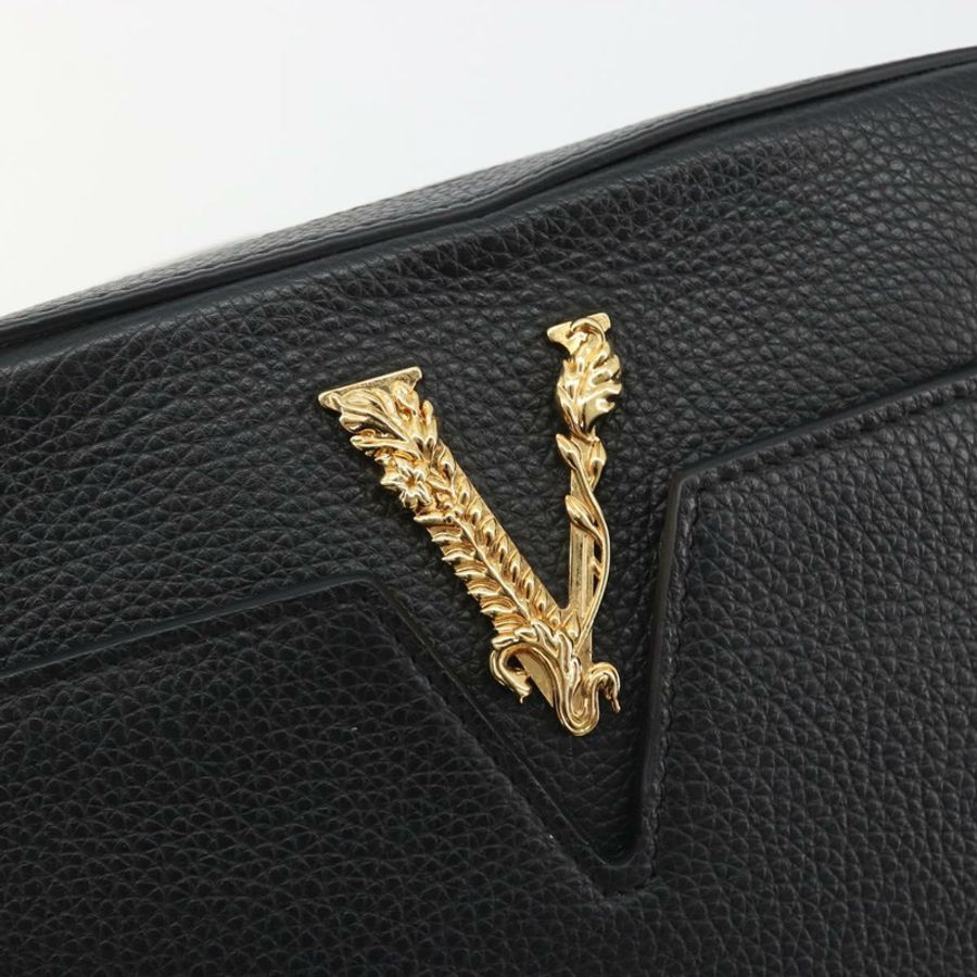 【日本直送】范思哲黑色金色皮革單肩包,正品 BA13799V-17