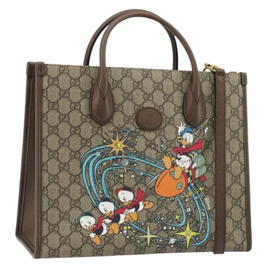 【日本直送】GUCCI GG Supreme 唐老鴨手提包 PVC 兩用 米色 金色 648134 正品 ep15088M-0