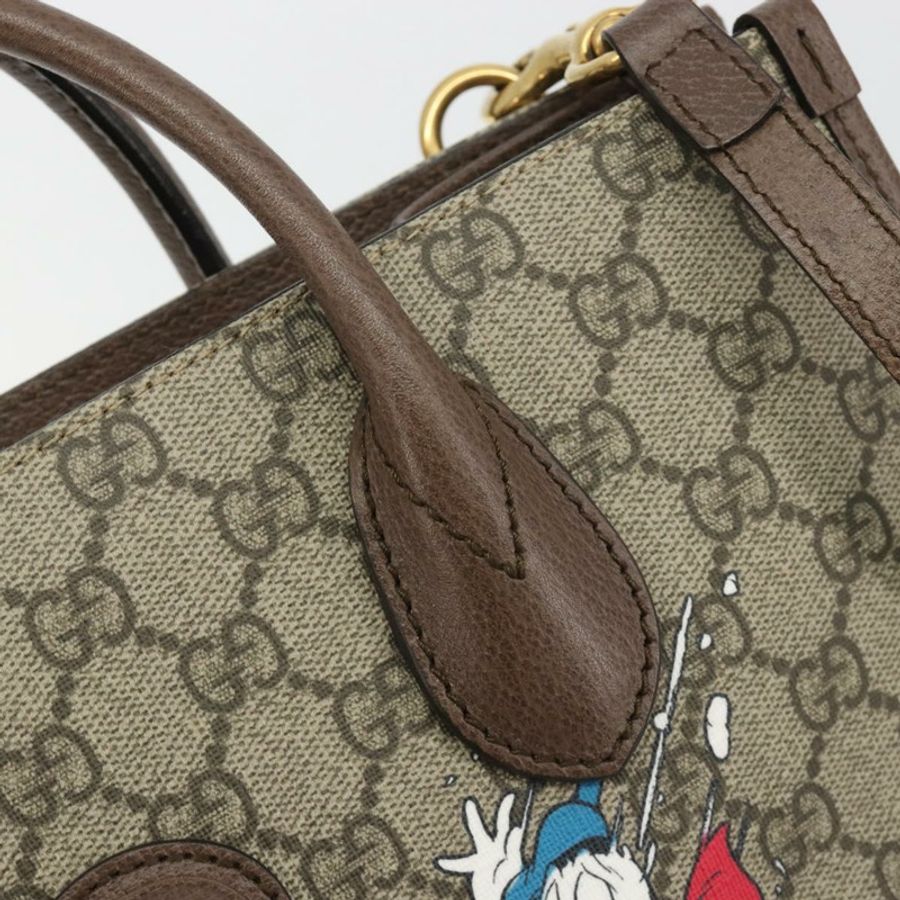 【日本直送】GUCCI GG Supreme 唐老鴨手提包 PVC 兩用 米色 金色 648134 正品 ep15088M-17