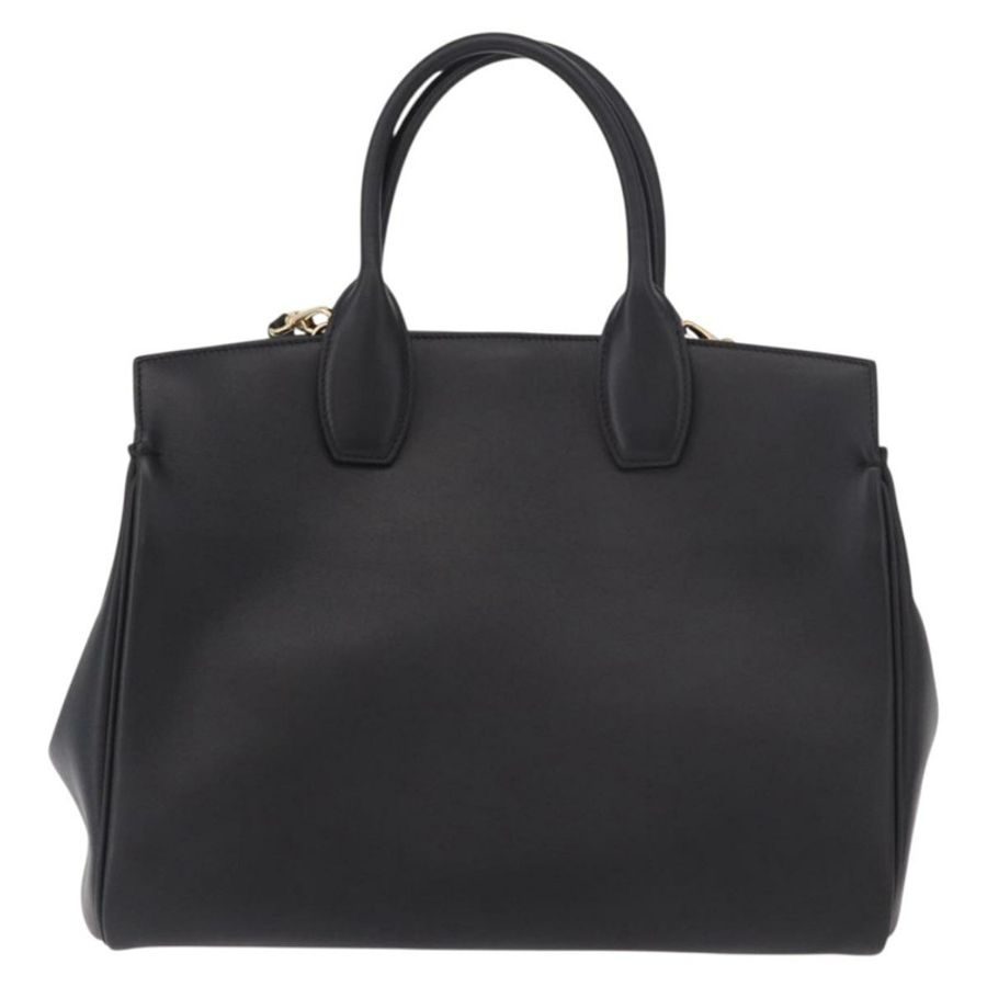 【日本直送】Salvatore Ferragamo Gancini Studio 皮革雙肩包 黑色 金色 正品 gh2193V-1