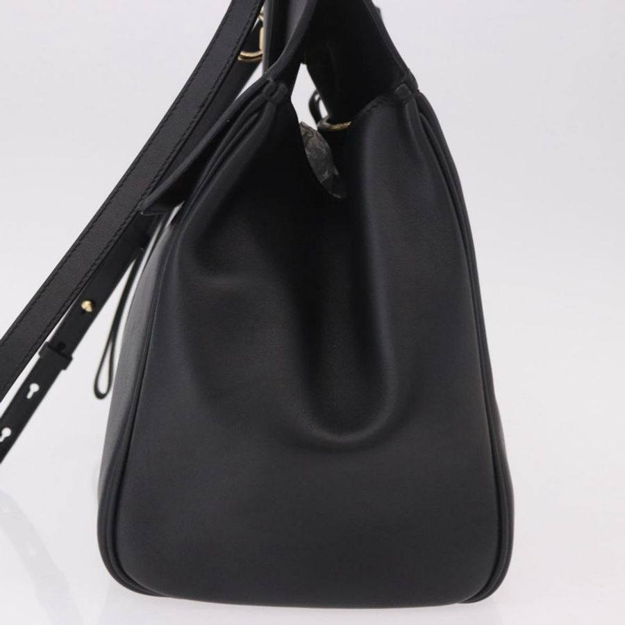 【日本直送】Salvatore Ferragamo Gancini Studio 皮革雙肩包 黑色 金色 正品 gh2193V-2