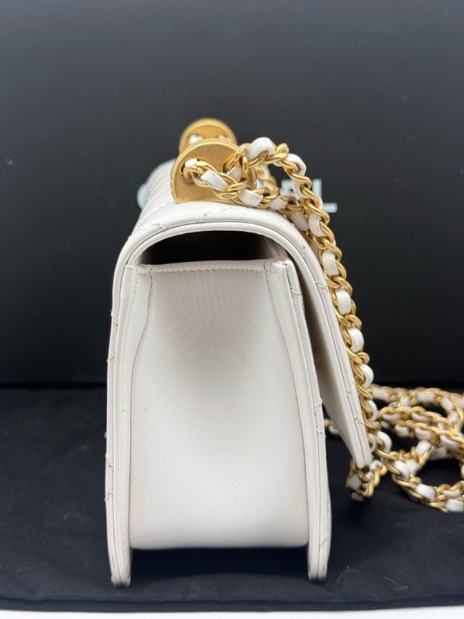 Chanel 香奈兒白金雙金珠cf鏈條包,19cm芯片款-3