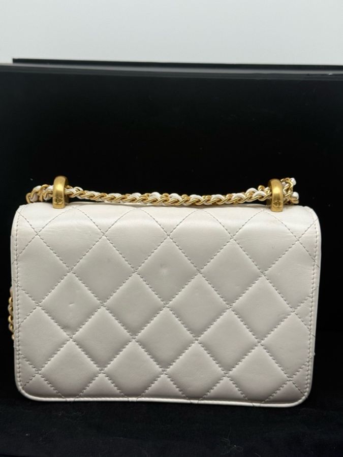 Chanel 香奈兒白金雙金珠cf鏈條包,19cm芯片款-5