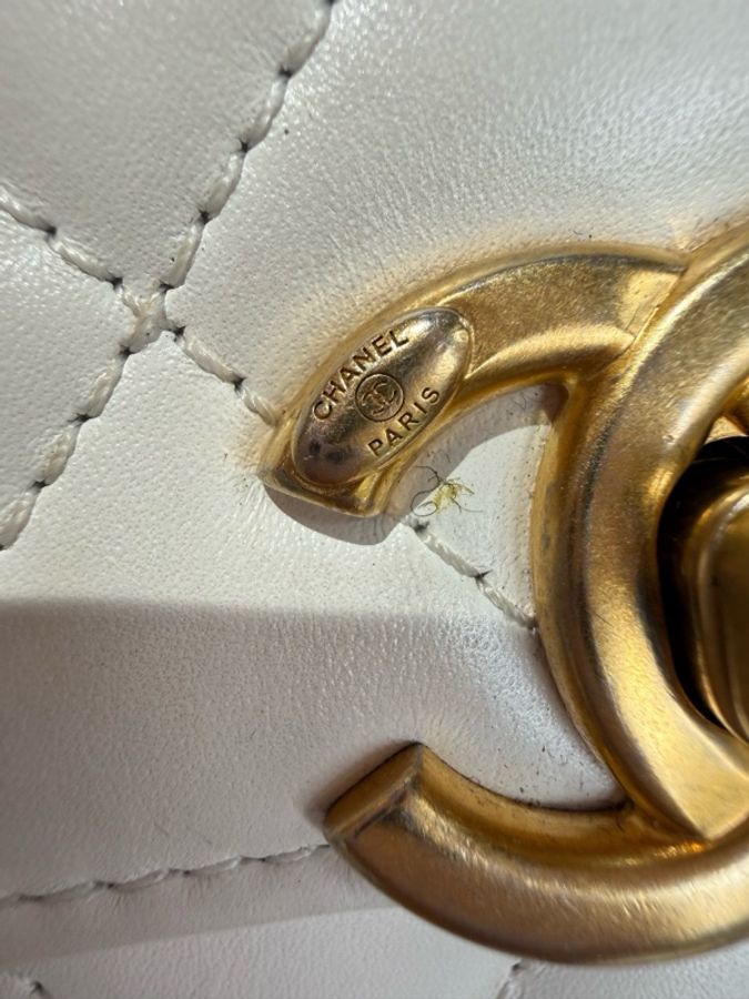 Chanel 香奈兒白金雙金珠cf鏈條包,19cm芯片款-10