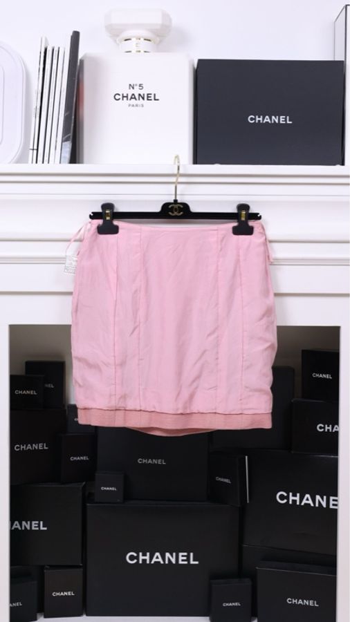 Chanel 94年秋冬秀款樱花粉四口袋外套半裙套装-7
