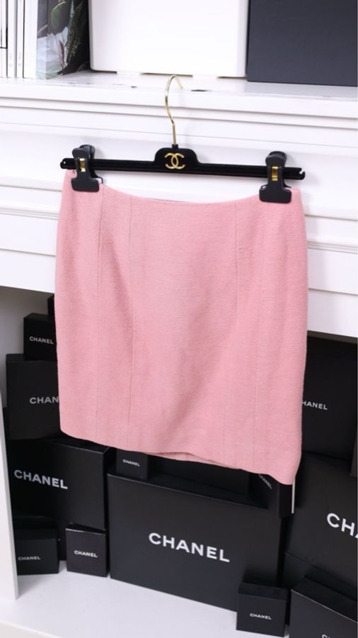 Chanel 94年秋冬秀款樱花粉四口袋外套半裙套装-10