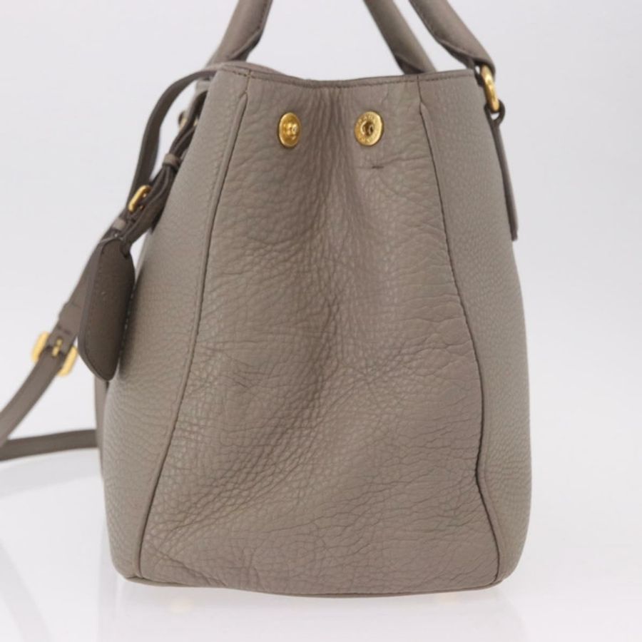 【日本直送】PRADA Vitterodino 手提包 皮革 兩用 灰色 金色 正品 BA13937V-2