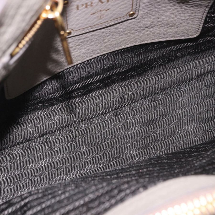 【日本直送】PRADA Vitterodino 手提包 皮革 兩用 灰色 金色 正品 BA13937V-8