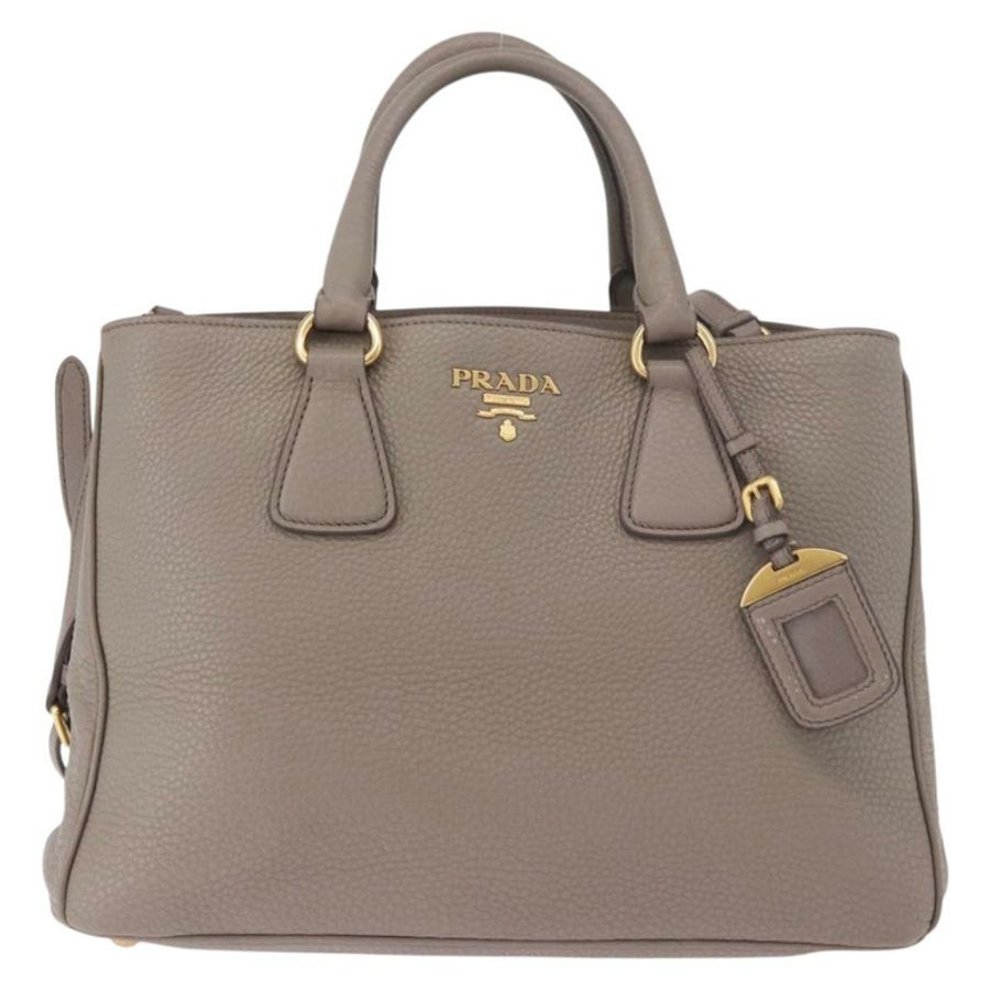 【日本直送】PRADA Vitterodino 手提包 皮革 兩用 灰色 金色 正品 BA13937V-12