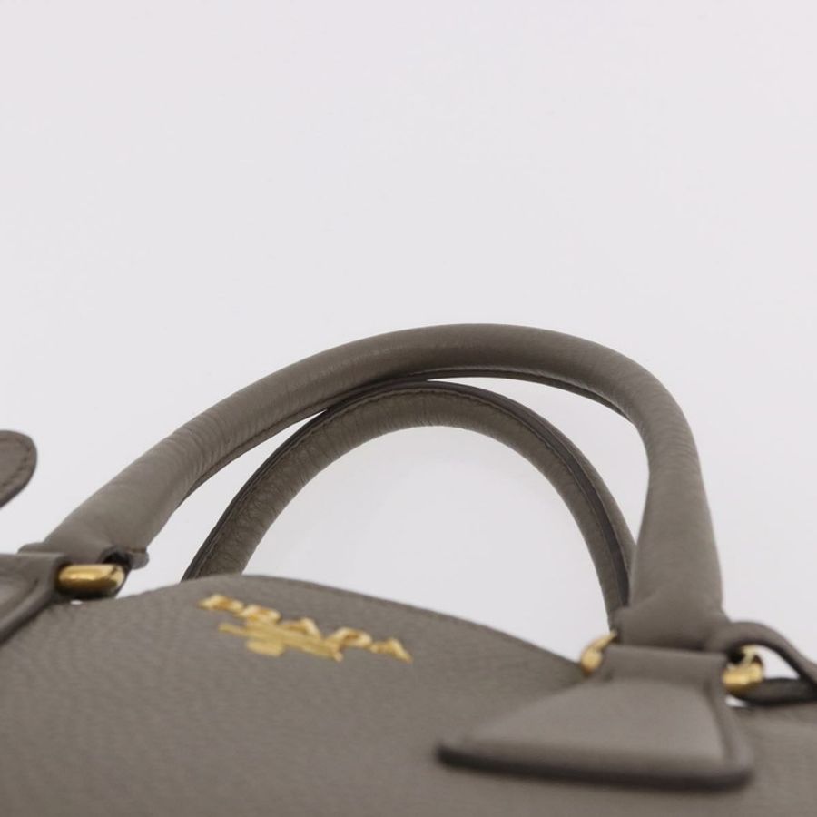 【日本直送】PRADA Vitterodino 手提包 皮革 兩用 灰色 金色 正品 BA13937V-13