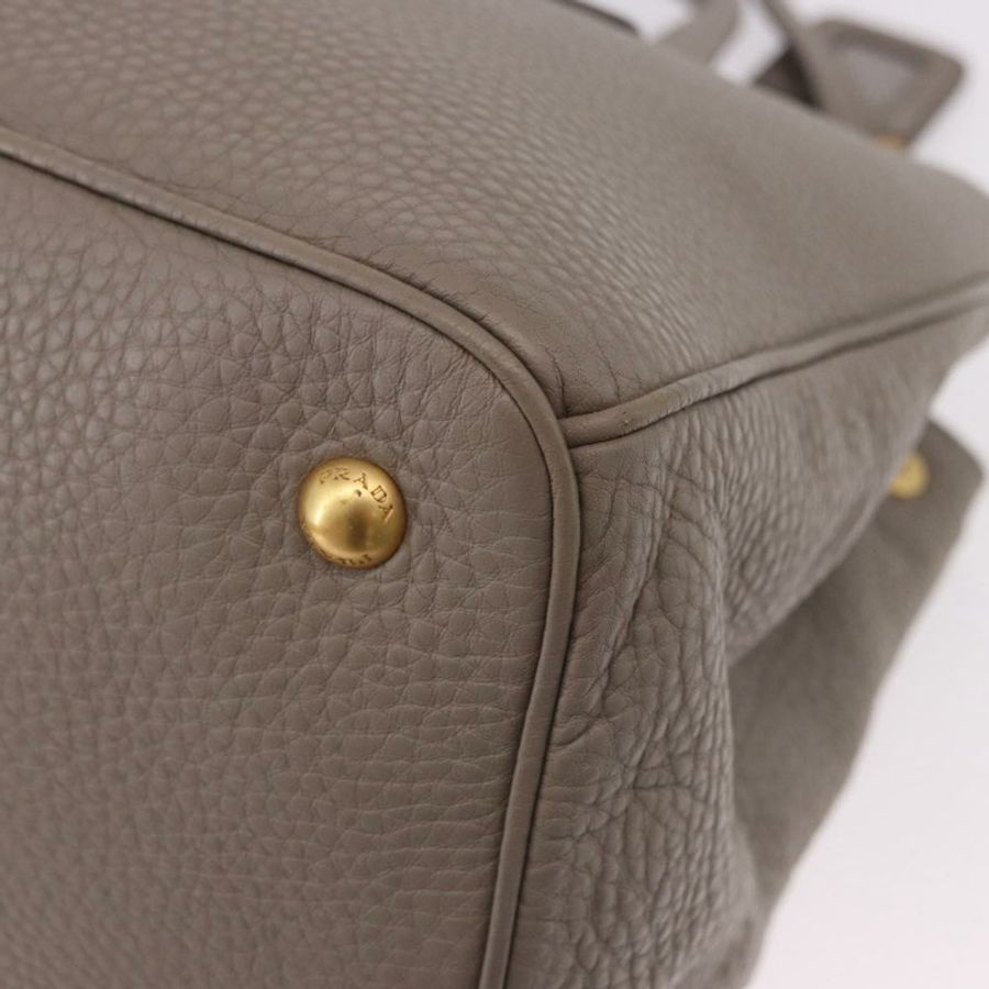 【日本直送】PRADA Vitterodino 手提包 皮革 兩用 灰色 金色 正品 BA13937V-16