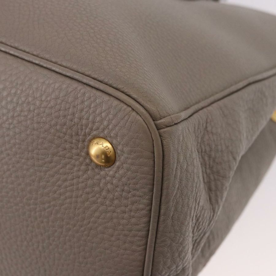 【日本直送】PRADA Vitterodino 手提包 皮革 兩用 灰色 金色 正品 BA13937V-18
