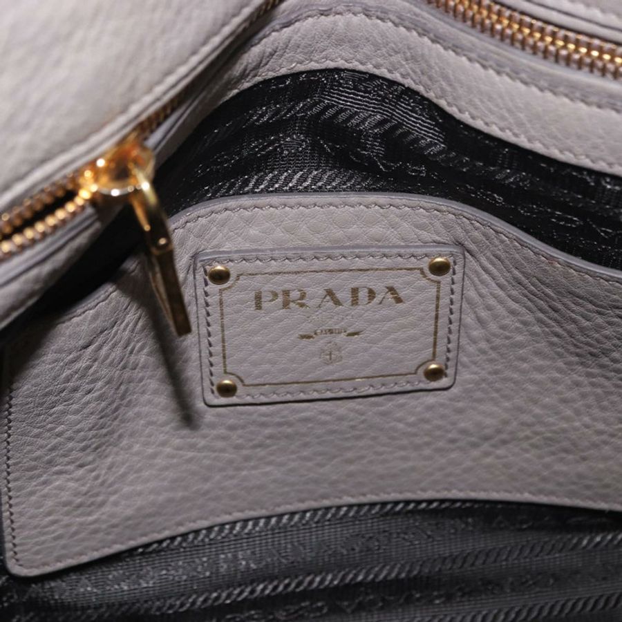 【日本直送】PRADA Vitterodino 手提包 皮革 兩用 灰色 金色 正品 BA13937V-19