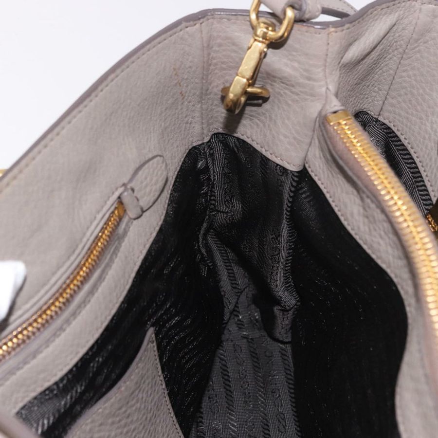 【日本直送】PRADA Vitterodino 手提包 皮革 兩用 灰色 金色 正品 BA13937V-20