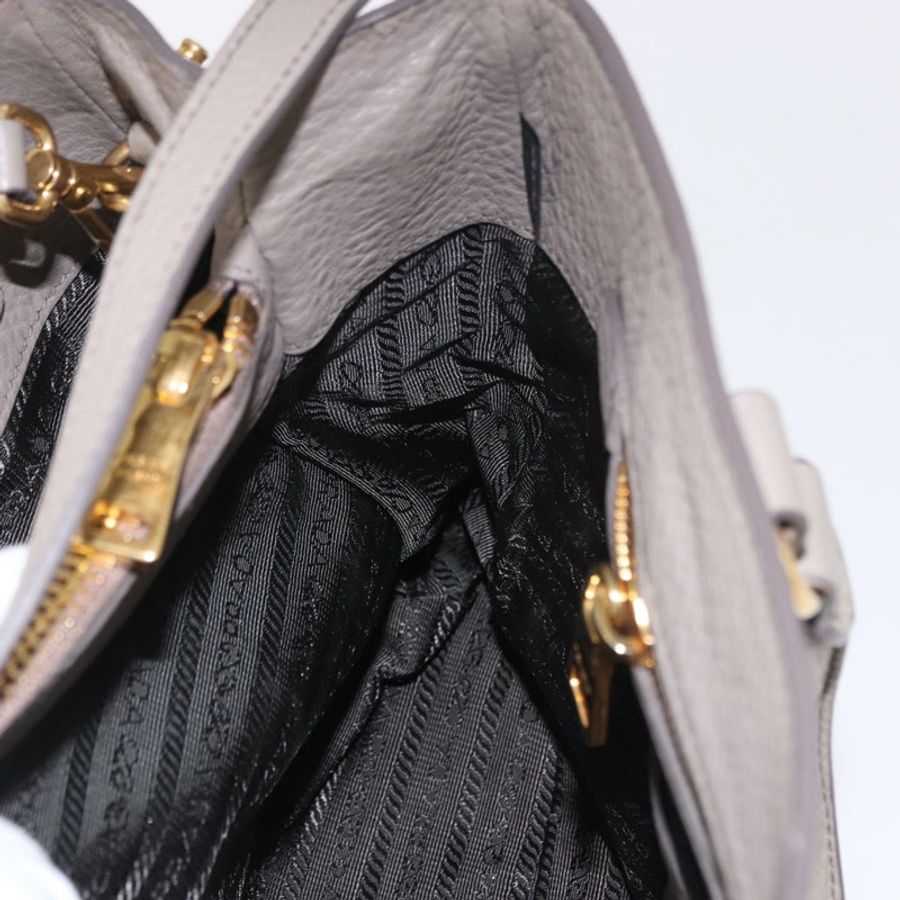 【日本直送】PRADA Vitterodino 手提包 皮革 兩用 灰色 金色 正品 BA13937V-21