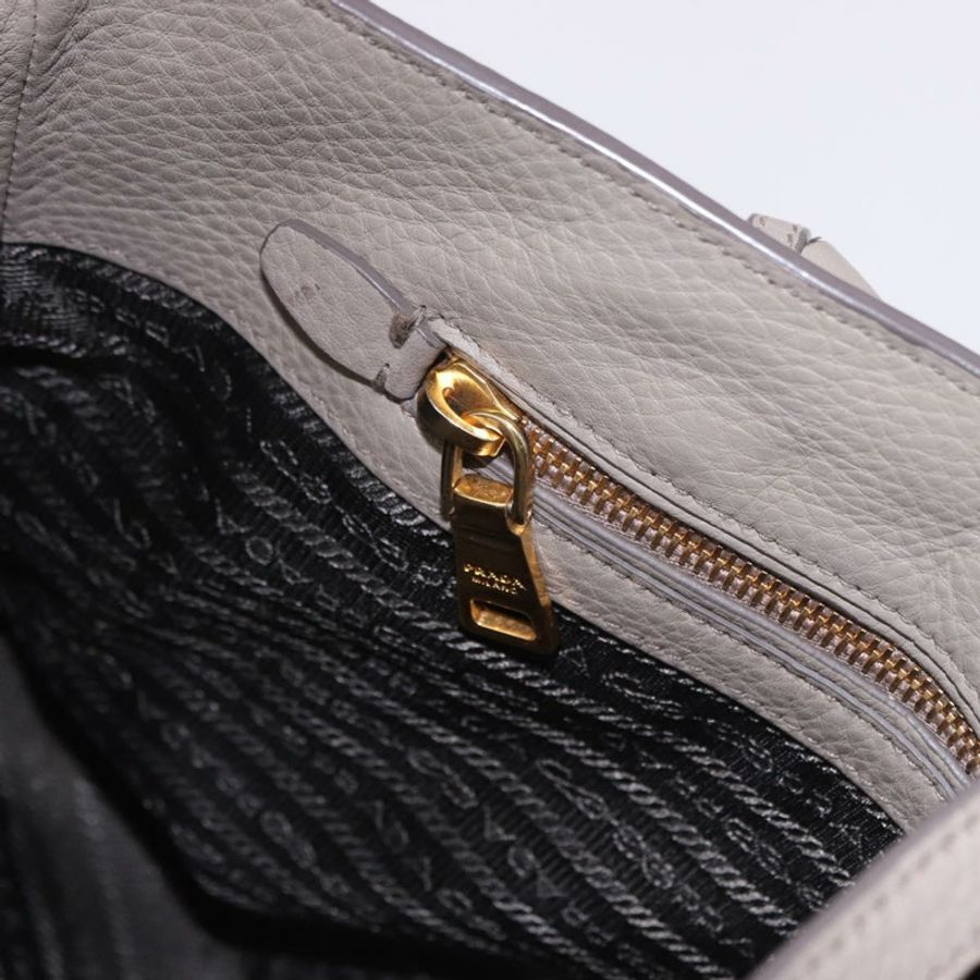 【日本直送】PRADA Vitterodino 手提包 皮革 兩用 灰色 金色 正品 BA13937V-25