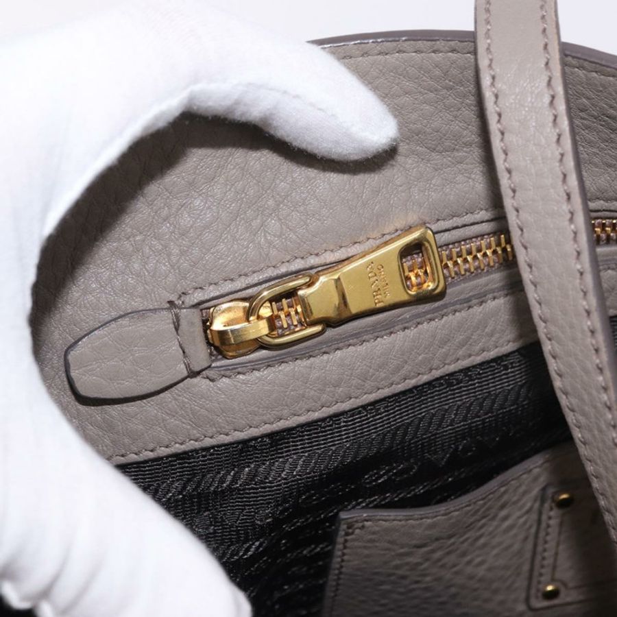 【日本直送】PRADA Vitterodino 手提包 皮革 兩用 灰色 金色 正品 BA13937V-29